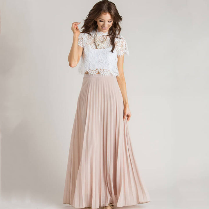 Trendy Pleated Maxi Skirt with High Waist – Mirella-S-Nora Luxe