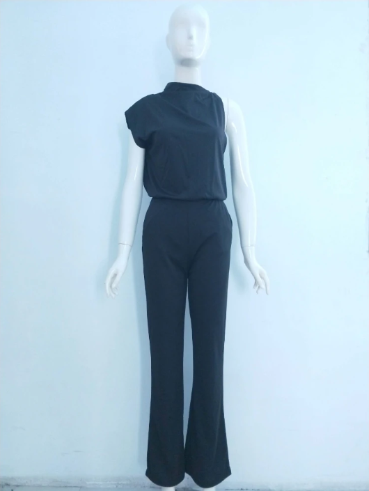 Trendy Sleeveless Jumpsuit - Mira-Black-4-Nora Luxe