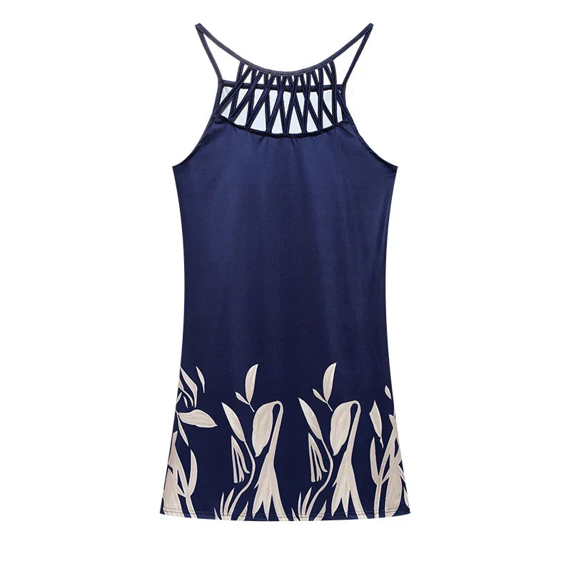 Trendy summer tunic dress with ethnic print & spaghetti straps – Kiara-Flowers-S-Nora Luxe