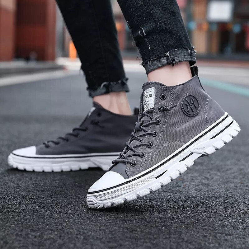 Trendy Urban Canvas Sneakers for Men - Viktor-Gray-6.5-Nora Luxe
