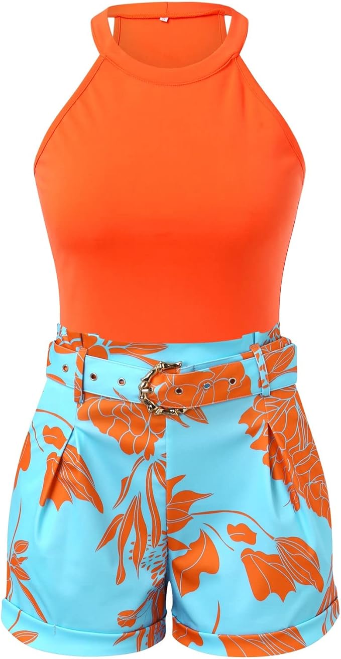 Two-piece summer set for women with floral pattern – Soraya-S-Nora Luxe