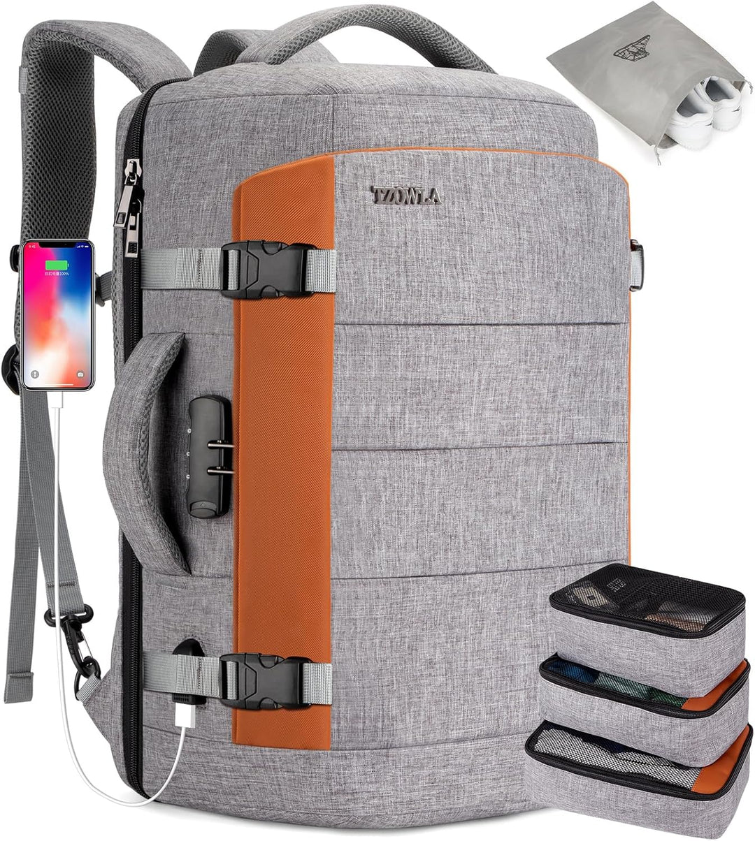40L Water-Resistant Travel Laptop Backpack with USB Port & Anti-Theft Lock – AeroPack