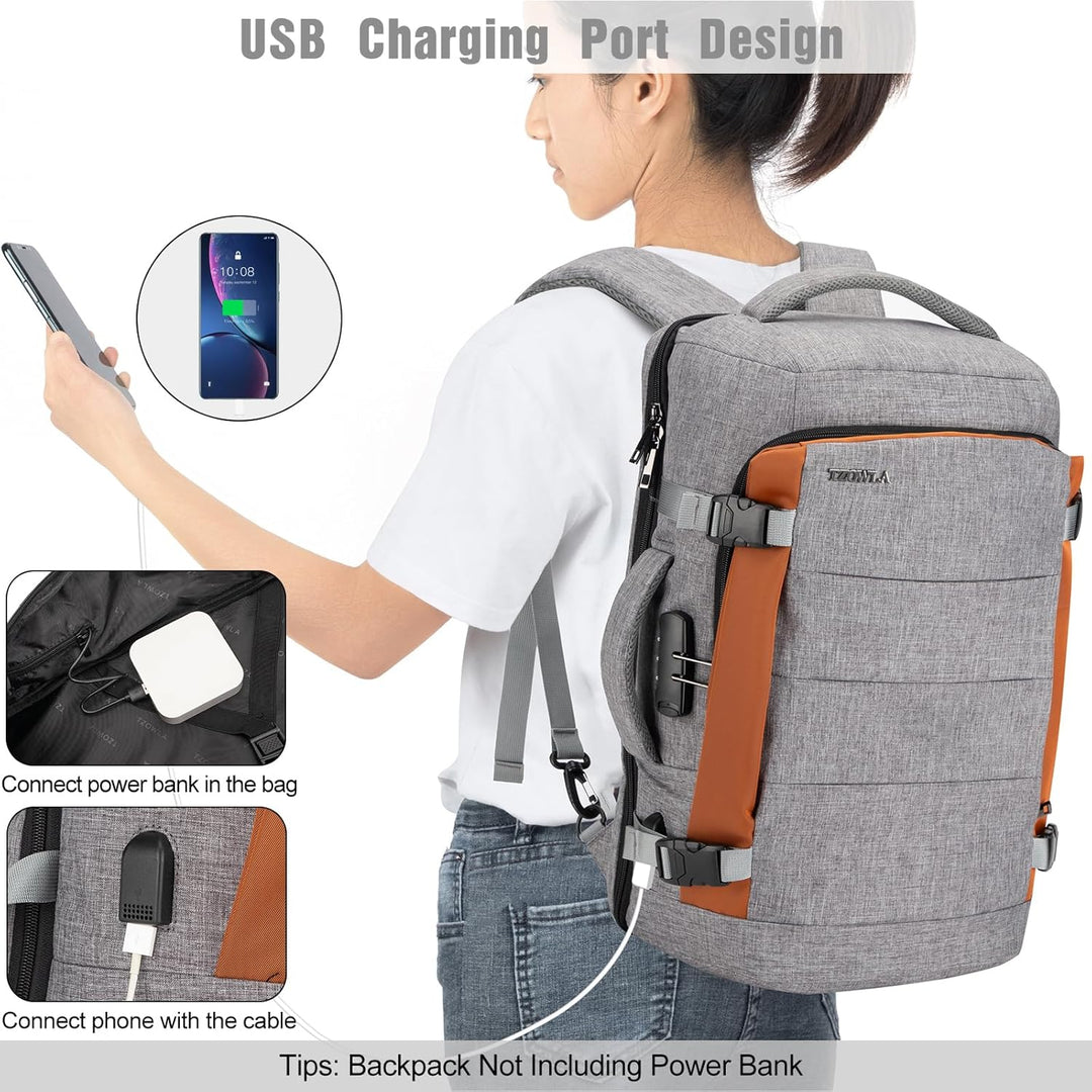 40L Water-Resistant Travel Laptop Backpack with USB Port & Anti-Theft Lock – AeroPack