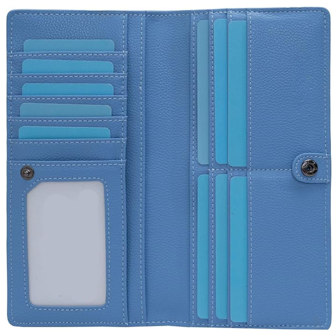 Ultra-thin RFID Blocking Leather Card Wallet - Renée-Blue-Nora Luxe