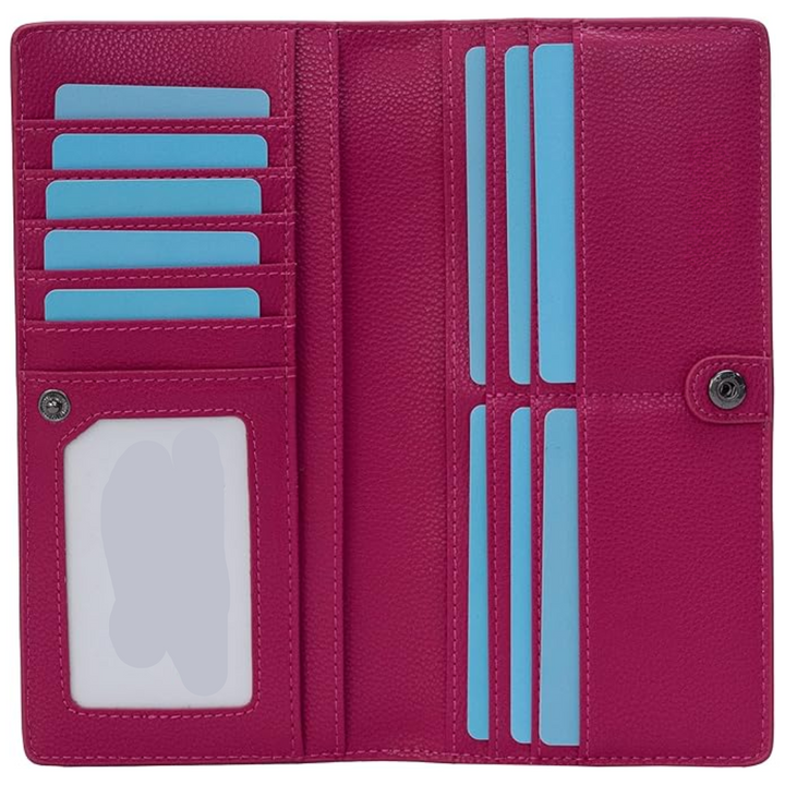 Ultra-thin RFID Blocking Leather Card Wallet - Renée-Fuchsia-Nora Luxe