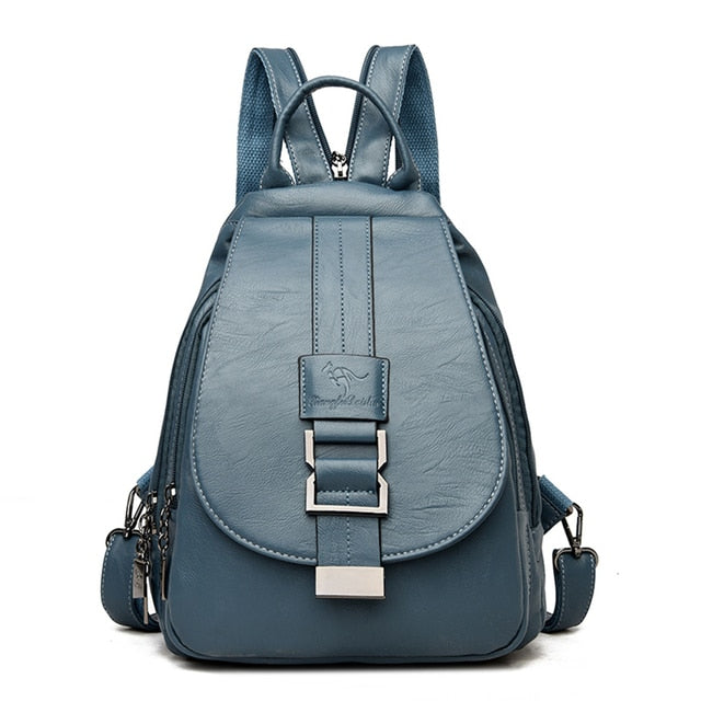 Premium Water-Resistant Leather Backpack for Women