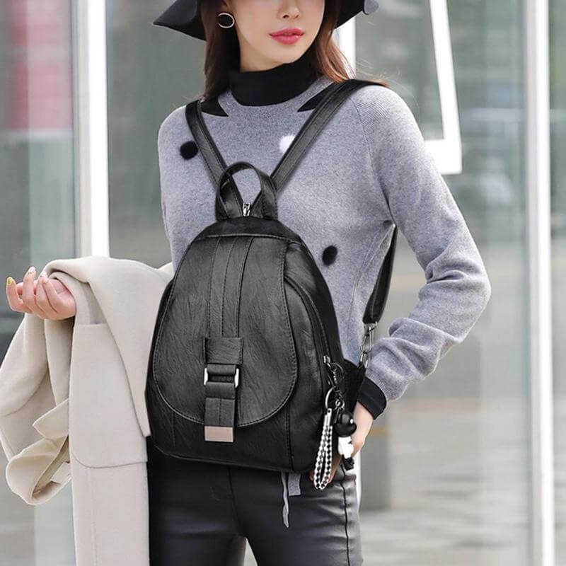 Premium Water-Resistant Leather Backpack for Women