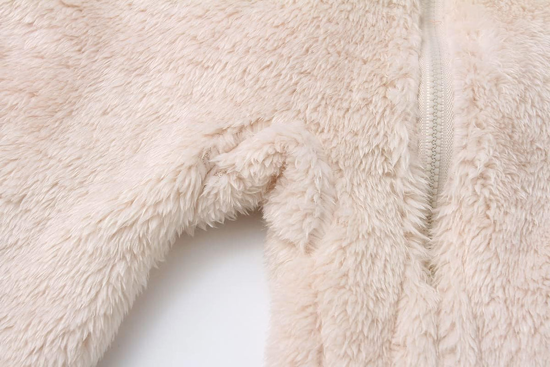 Warm Baby Romper with Hood-Footless-Beige-0-3M-Nora Luxe