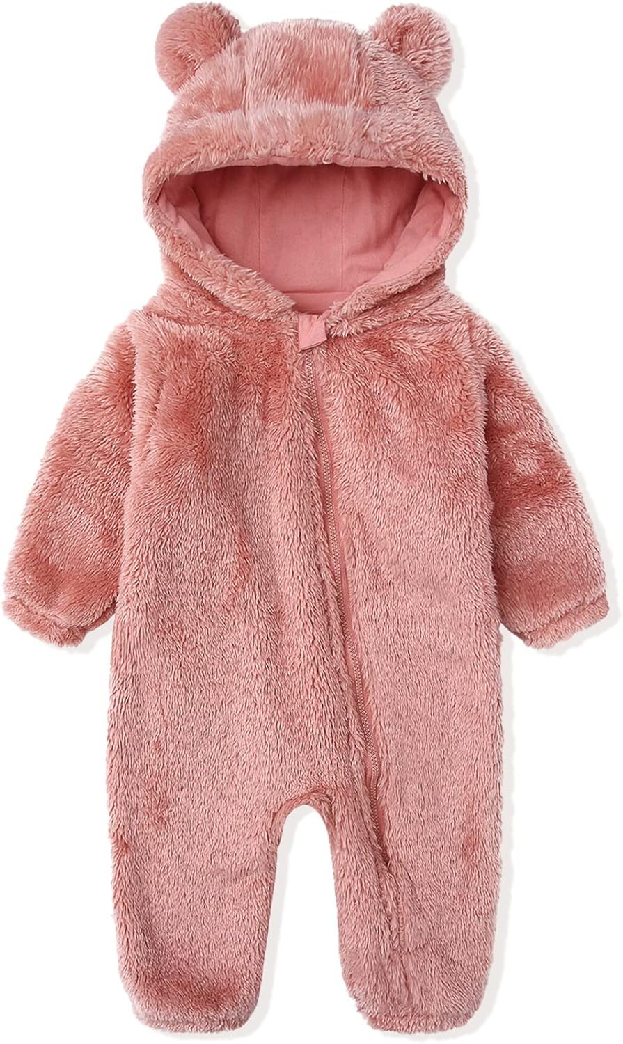 Warm Baby Romper with Hood-Footless-Pink-0-3M-Nora Luxe