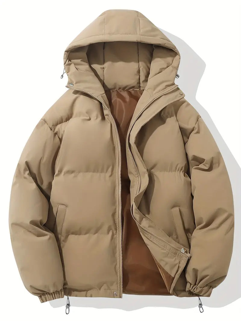 Warm Ladies Jacket with Hood - Aurelia-Khaki-M-Nora Luxe
