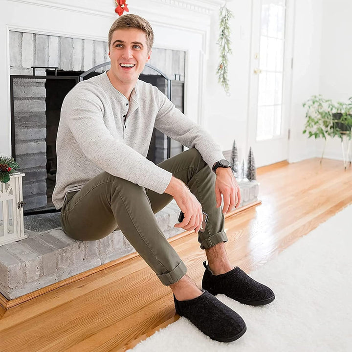 Warm Winter Slippers for Men - Noah-Brown-7.0-8.0-Nora Luxe