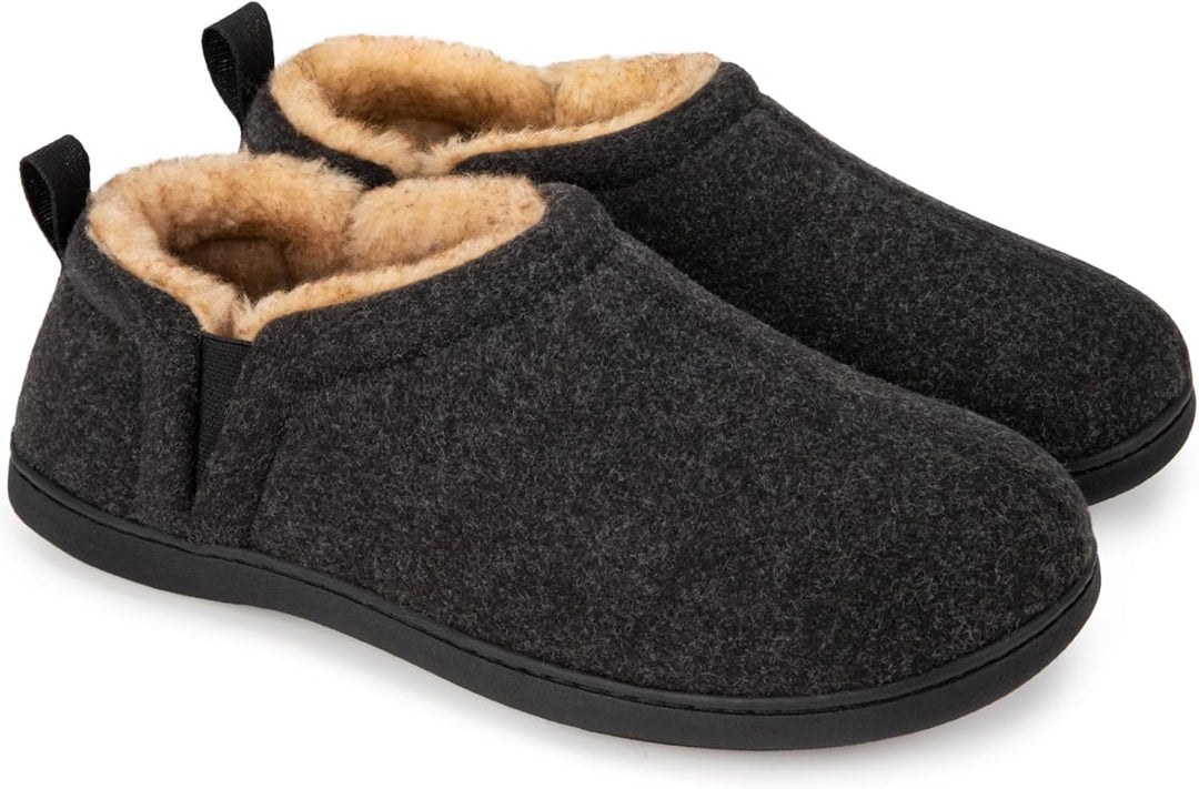 Warm Winter Slippers for Men - Noah-Gray-Black-7.0-8.0-Nora Luxe
