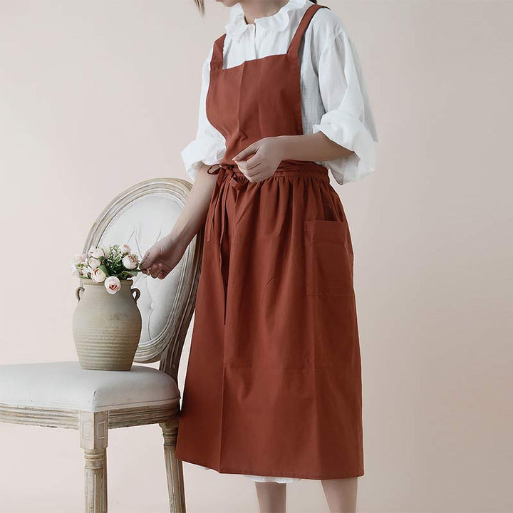 Waterproof Cotton Apron with Convenient Pockets - ChefMate-Red-Nora Luxe