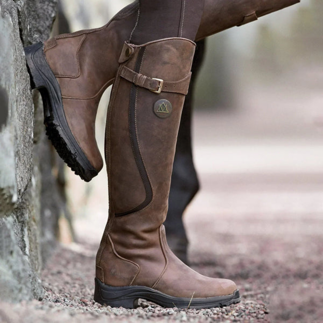 Waterproof High Women's Boots with Heel - Aurora-Dark Brown-3.0-Nora Luxe