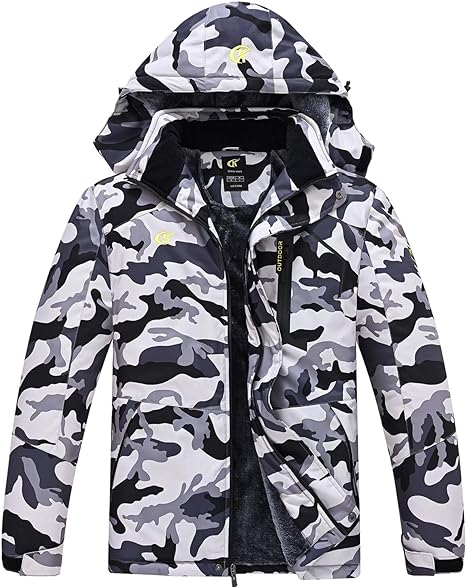 Waterproof Men's Winter Jacket - Max-Camouflage Gray/White-S-Nora Luxe