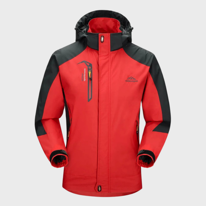 Windproof Men's Jacket - AquaShield-Red-L-Nora Luxe