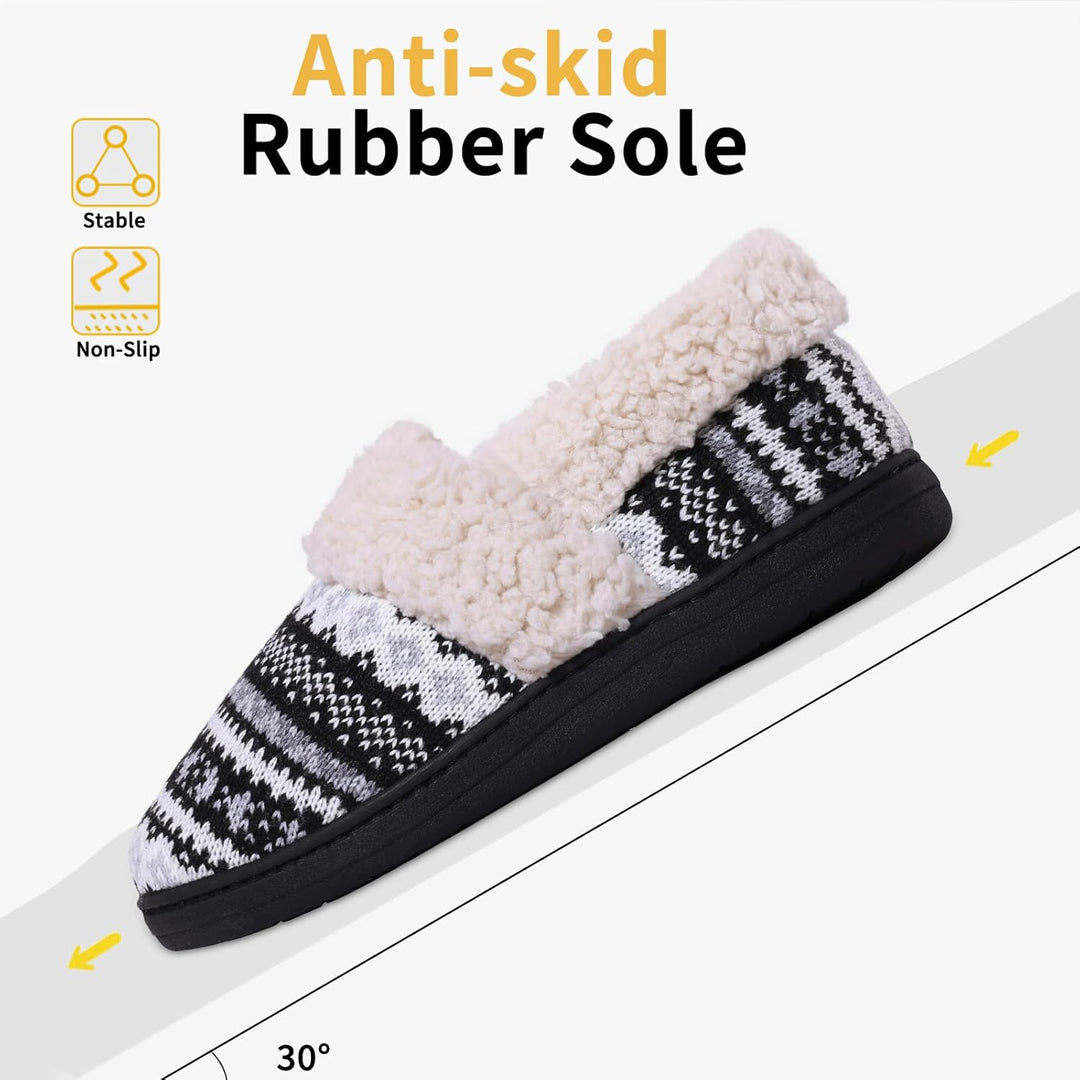 Winter Knitted Slippers - CozyCloud-Black-4.5-Nora Luxe