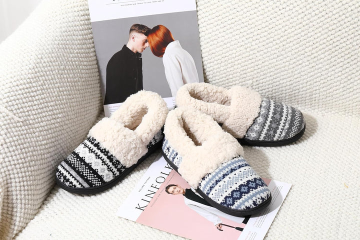 Winter Knitted Slippers - CozyCloud-Black-4.5-Nora Luxe