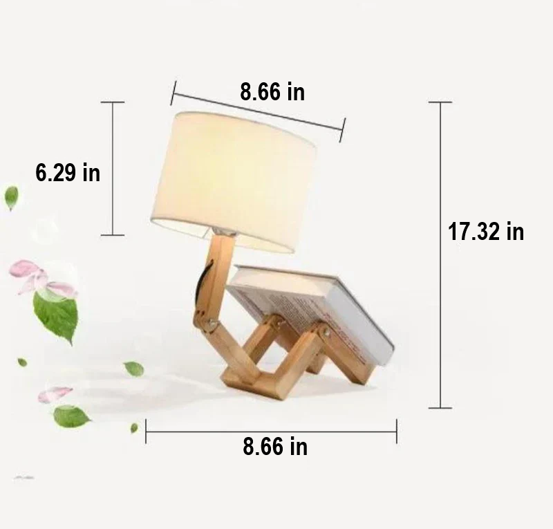 Wooden Table Lamp with Book Holder - RutanFlex-Table Lamp-Nora Luxe