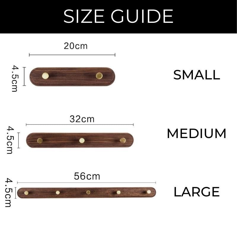 Wooden Wall Coat Rack with Brass Hooks - LignaHook-Beech wood-2 hooks (20cm)-The Livary