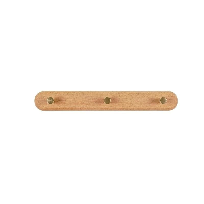 Wooden Wall Coat Rack with Brass Hooks - LignaHook-Beech wood-3 Hooks (32cm)-The Livary