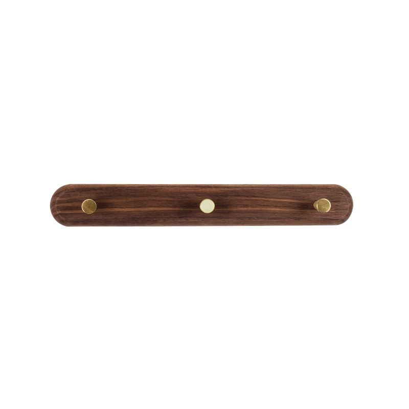 Wooden Wall Coat Rack with Brass Hooks - LignaHook-Black Walnut-3 Hooks (32cm)-The Livary