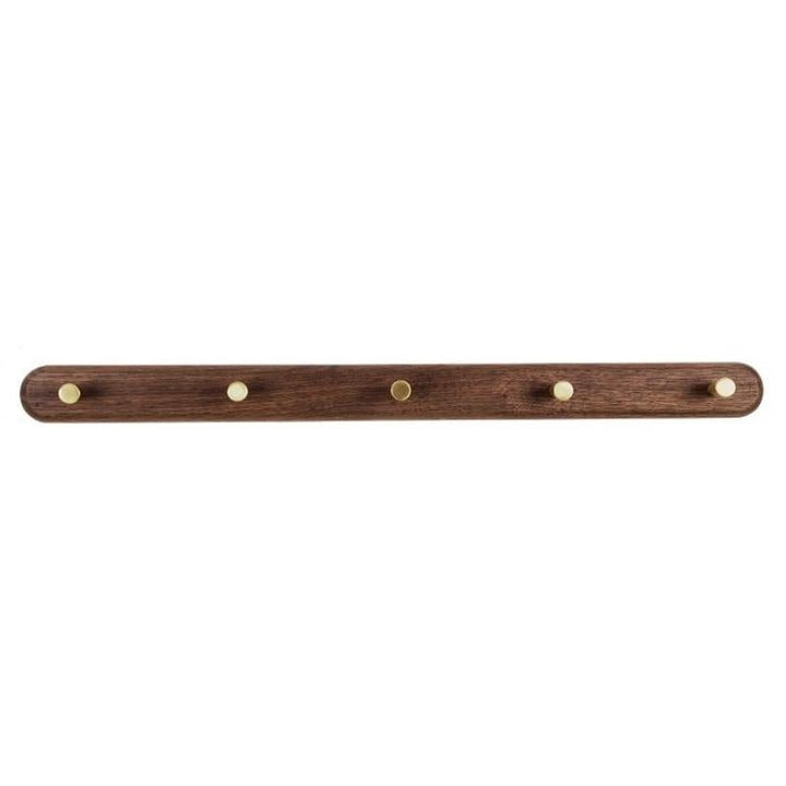 Wooden Wall Coat Rack with Brass Hooks - LignaHook-Black Walnut-5 Hooks (56cm)-The Livary