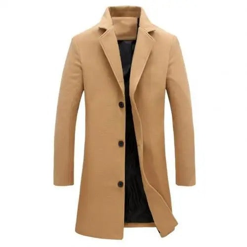 Wool Men's Coat for Autumn and Winter - Tomas-Khaki-M-Nora Luxe