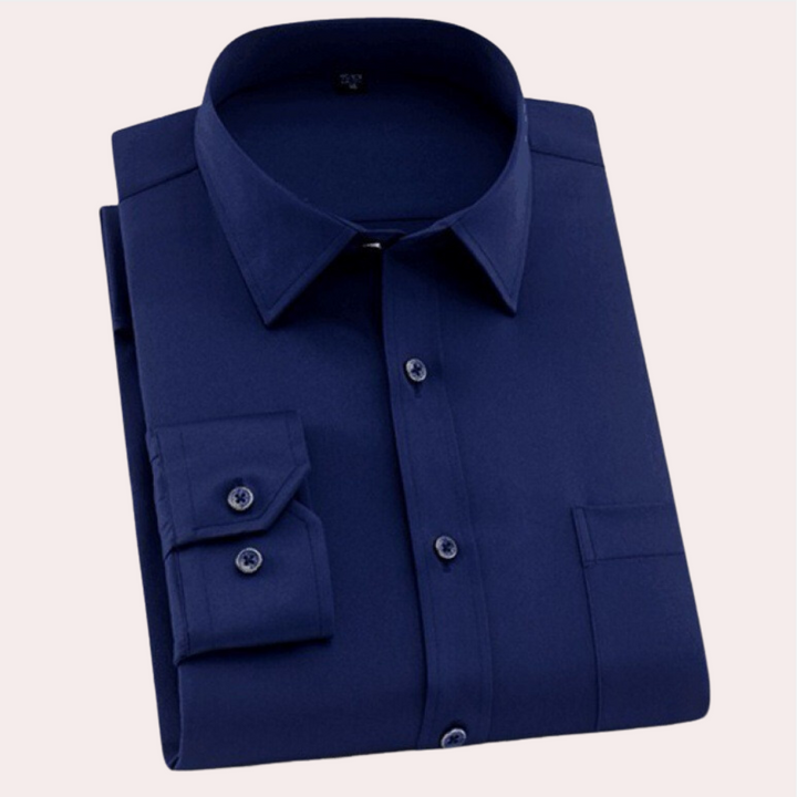 Wrinkle-Free Stretch Men's Shirt - Vince-Blue-S-Nora Luxe