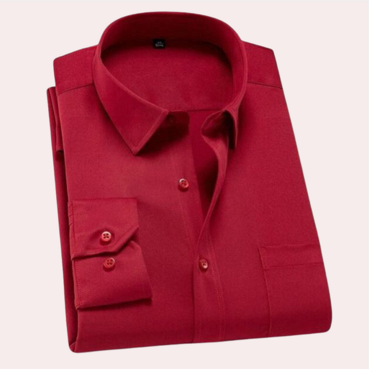 Wrinkle-Free Stretch Men's Shirt - Vince-Red-S-Nora Luxe