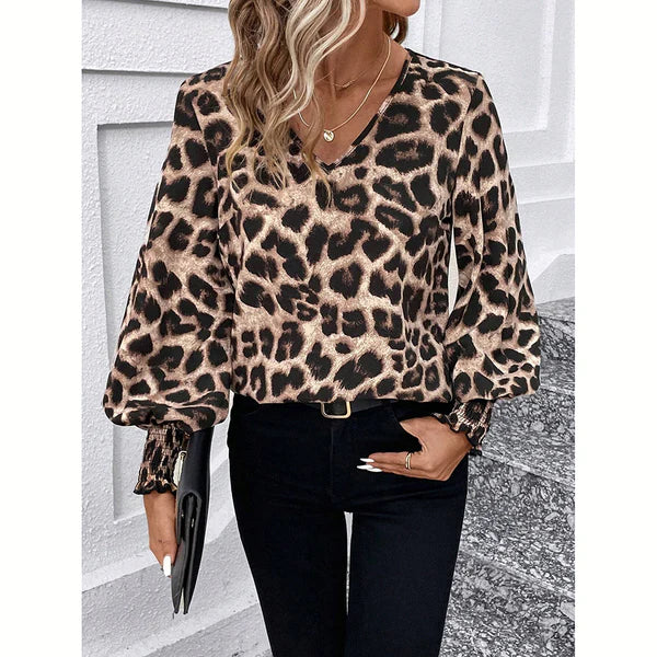 Trendy Ladies' Blouse with Leopard Print – Seraphina